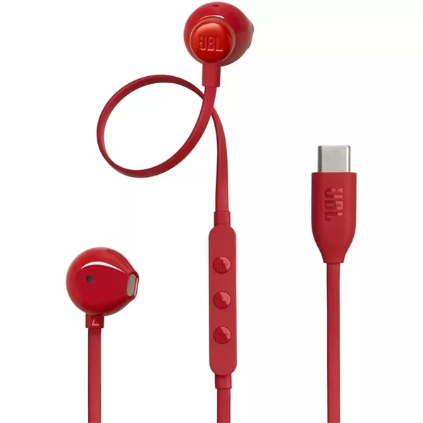 JBL T 305 C RED vezetékes USB C mikrofonos piros fülhallgató