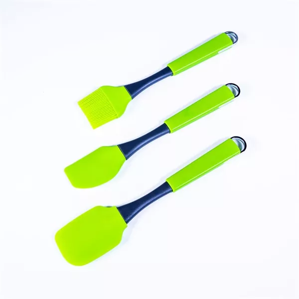 IRIS KT-231-G szilikon 3 darabos szett, sütőecset és spatulák, zöld