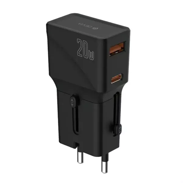 Devia ST102040 20W PD + QC Mini (CN/JP/US/EU/UK/AU) többfunkciós hálózati töltős utazó adapter