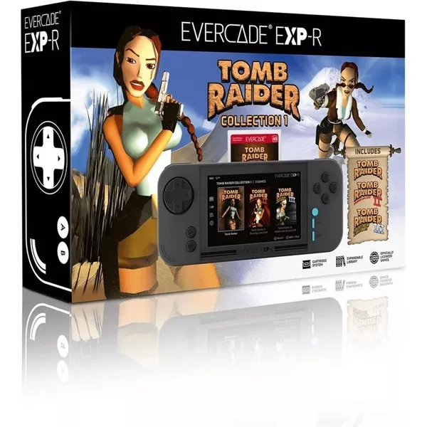 Evercade EXP-R Retro Gaming/800x480/IPS/Wi-Fi/USB-C/Tomb Raider Collection/hordozható játékkonzol