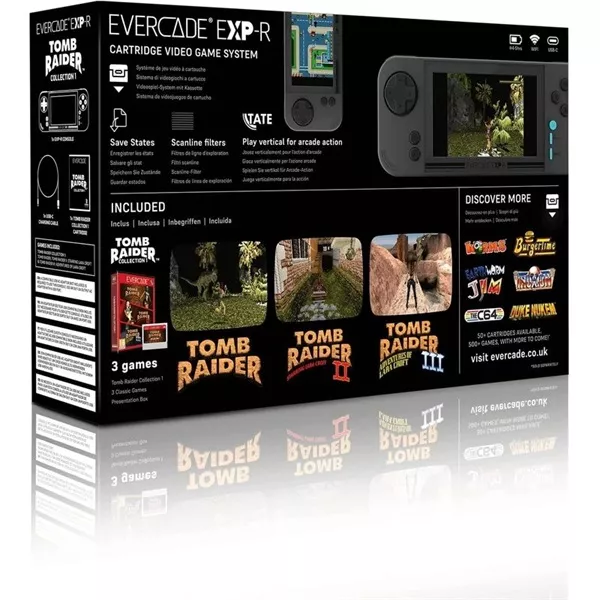 Evercade EXP-R Retro Gaming/800x480/IPS/Wi-Fi/USB-C/Tomb Raider Collection/hordozható játékkonzol