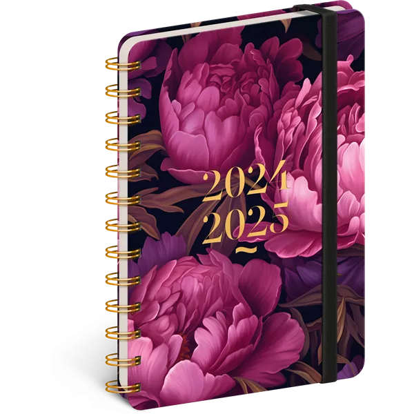 Realsystem Petito Purple Flowers 2024/2025 13×18cm 18 hónapos spirálos naptár