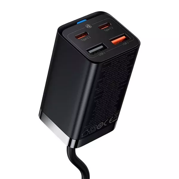 Baseus CCGP040101 GaN3 Pro 65W 2xUSB/2xType-C fekete gyorstöltő