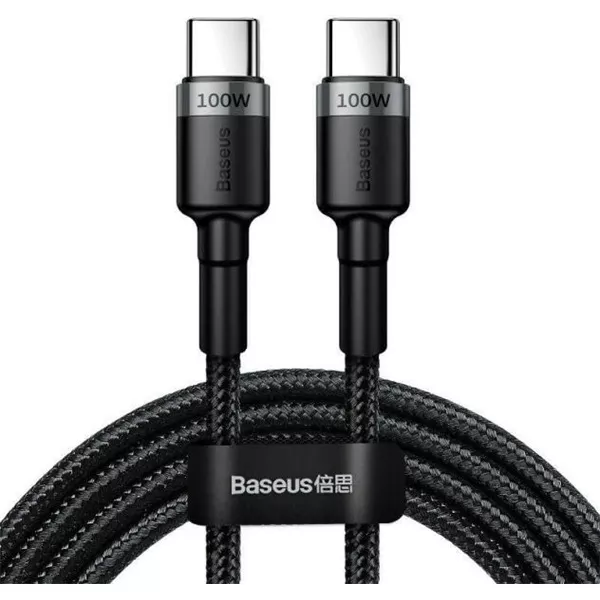 Baseus Cafule USB-C - USB-C kábel QC 3.0 2m szürke-fekete CATKLF-ALG1