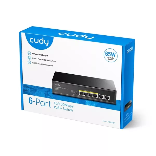 CUDY FS1006P 1x 10/100(PoE+/PoE)+3x 10/100(PoE)+2x 10/100 uplink, 60W PoE switch