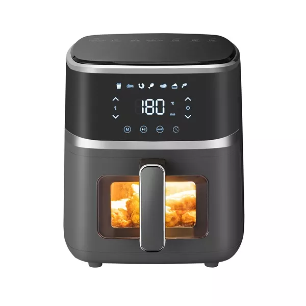 TOO AF-150B-1400 W fekete 5 L forrólevegős ablakos sütő digitális vezérléssel (air fryer/airfryer)