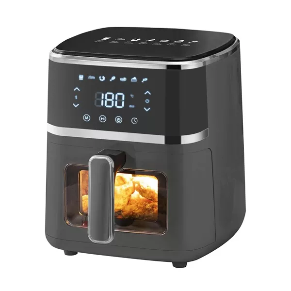 TOO AF-150B-1400 W fekete 5 L forrólevegős ablakos sütő digitális vezérléssel (air fryer/airfryer)