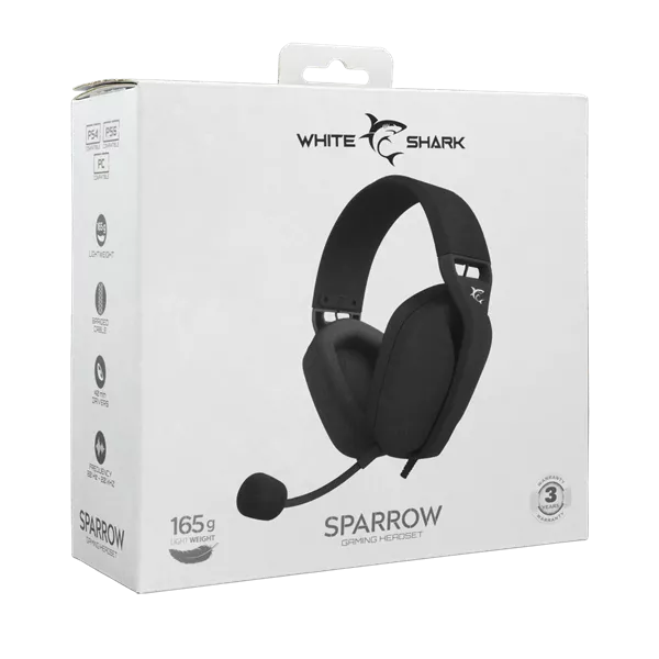 White Shark WS GH-2443B SPARROW-B fekete gamer headset