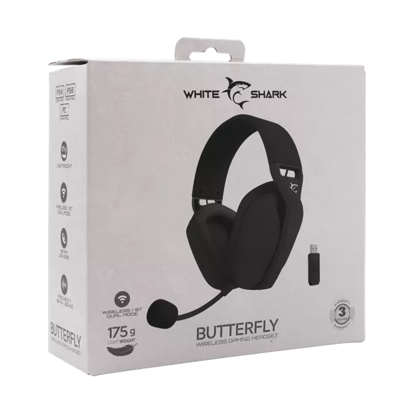 White Shark WS WGH-2442B BUTTERFLY-B vezeték nélküli fekete gamer headset