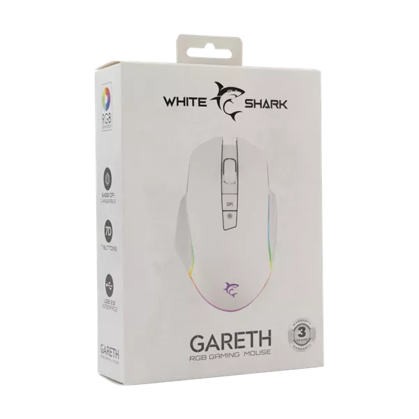 White Shark WS GM-5009W GARETH-W vezetékes fehér gamer egér