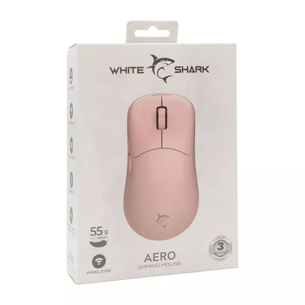 White Shark WS GM-5015P AERO-B vezeték nélküli rózsaszín gamer egér