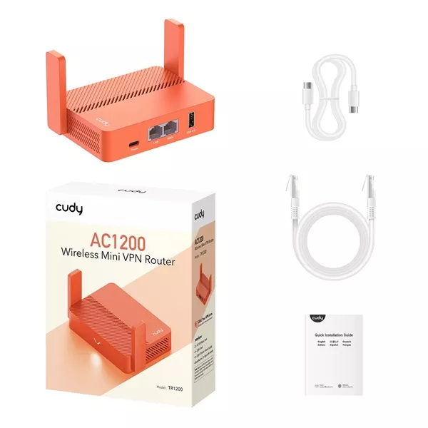 CUDY TR1200 kétsávos AC1200 WiFi VPN Mesh mini hordozható/utazó Router