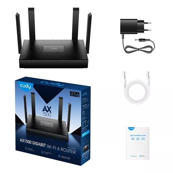 CUDY WR1500 kétsávos AX1500 WiFi 6, Gigabit fekete Access Point/Router