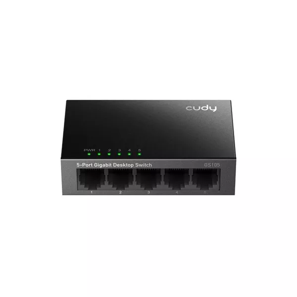 CUDY GS105 5 portos Gigabit, fém ház, fekete asztali Switch