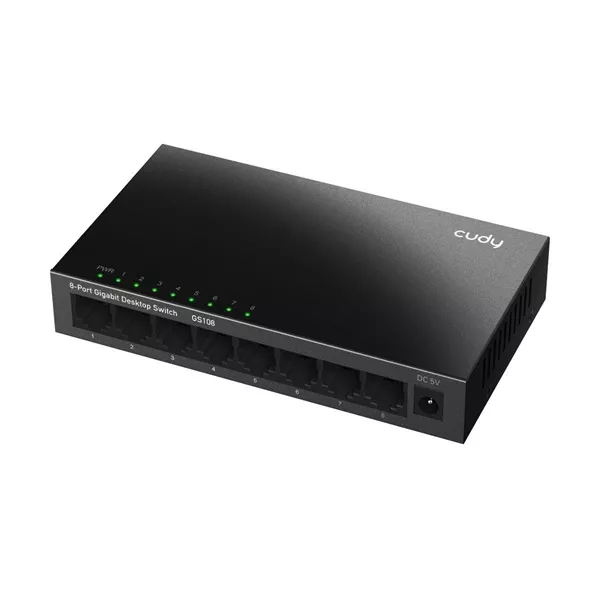 CUDY GS108 8 portos Gigabit, VLAN/Extend mód, fém ház, fekete asztali Switch