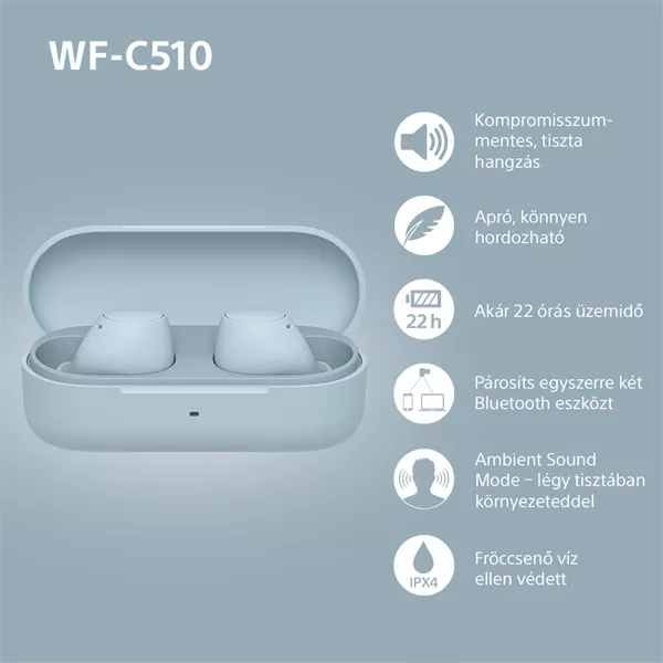 Sony WFC510L.CE7 True Wireless Bluetooth kék fülhallgató