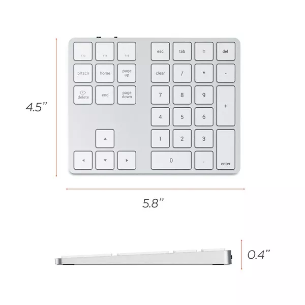 Satechi ST-XLABKS Aluminium Bluetooth ezüst bővített numerikus billentyűzet