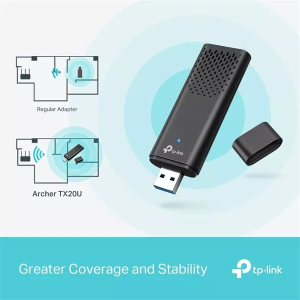 TP-Link Archer TX20U AX1800 Wi-Fi 6 802.11ax Dual Band Vezeték nélküli USB adapter