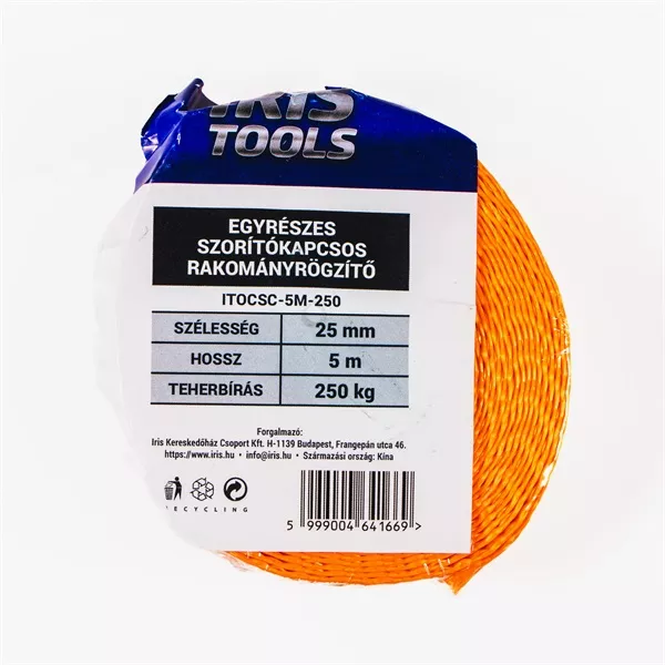 IRIS TOOLS ITOCSC-5M-250 egyrészes szorítókapcsos rakományrögzítő 250 kg, 5 m, 25 mm