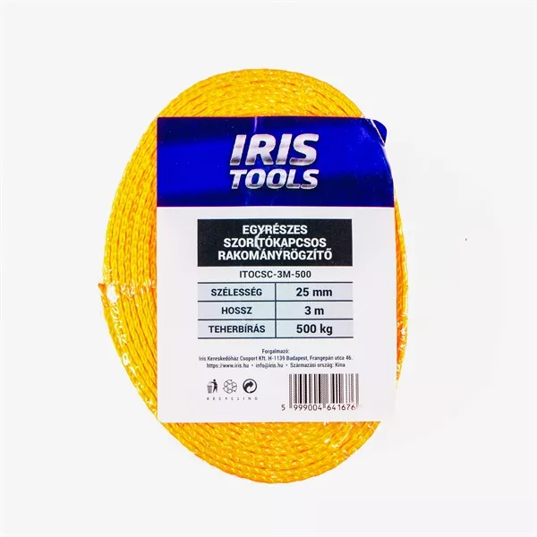 IRIS TOOLS ITOCSC-3M-500 egyrészes szorítókapcsos rakományrögzítő 500 kg, 3 m, 25 mm