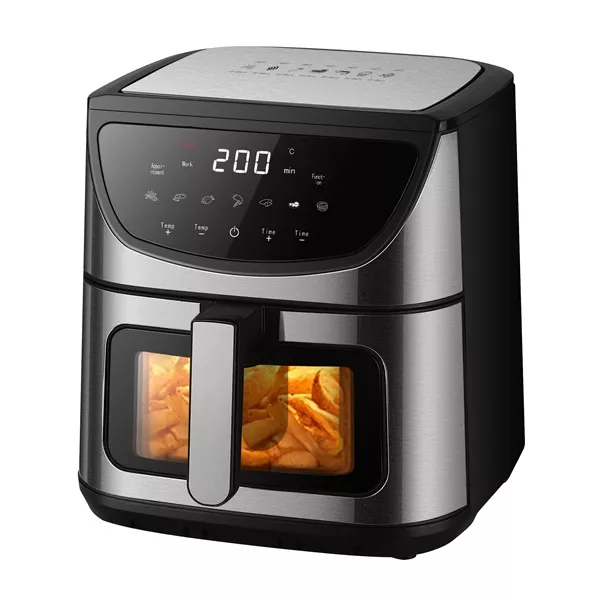 TOO AF-800-S 2000 W ezüst 8 L, dupla (alsú-felső) fűtésű forrólevegős sütő (air fryer) digitális vezérléssel, betekintő