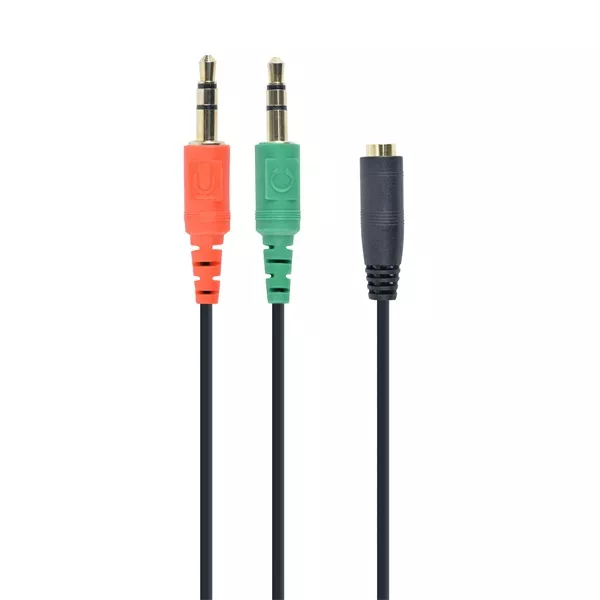 Gembird 20cm 2db Jack stereo 3,5mm -> Jack stereo 3,5mm (4pin) M/F fekete adapter