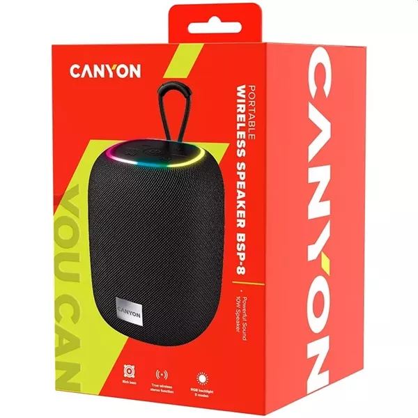 Canyon BSP-8 1800mAh hordozható Bluetooth fekete hangszóró