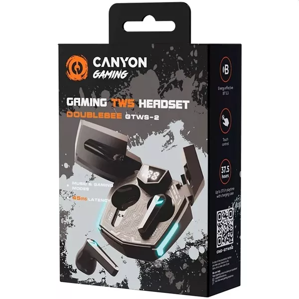 Canyon DoubleBee GTWS-2 True Wireless Bluetooth fekete gamer fülhallgató