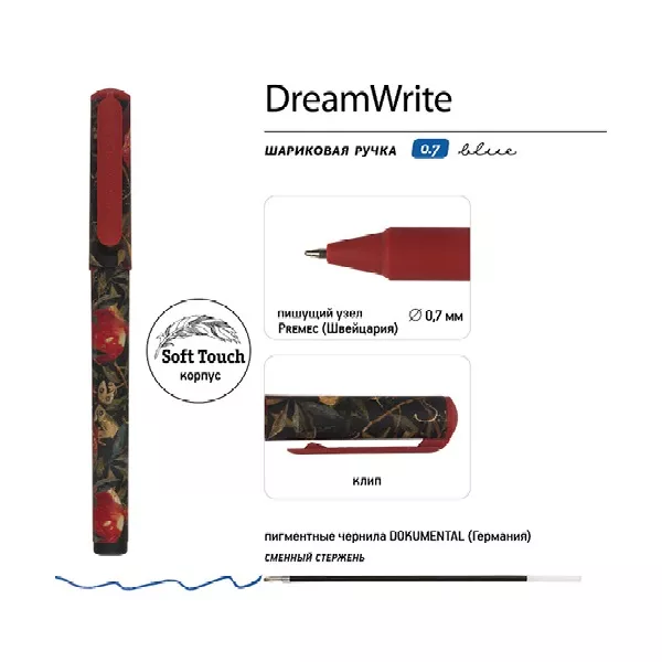 Bruno Visconti Dreamwrite Flora black night 0,7 mm, kék golyóstoll