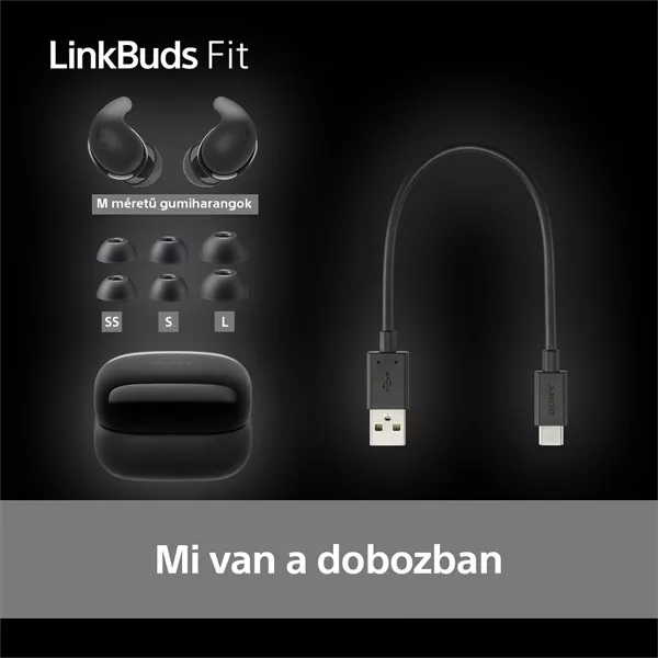 Sony WF-LS910N Linkbuds Fit zajszürős True Wireless Bluetooth fekete fülhallgató