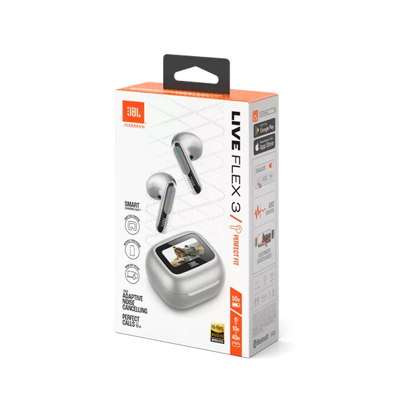 JBL Live Flex 3 True Wireless Bluetooth zajszűrős ezüst fülhallgató