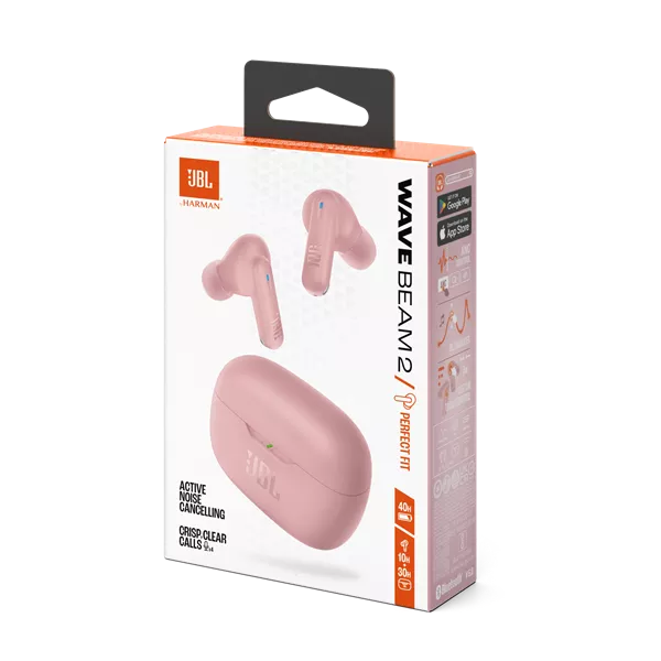 JBL Wave Beam 2 True Wireless Bluetooth aktív zajszűrős pink fülhallgató