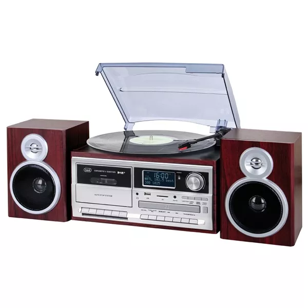 Trevi TT 1072 E fekete retro bakelit lemezjátszó/Mini HiFi rendszer