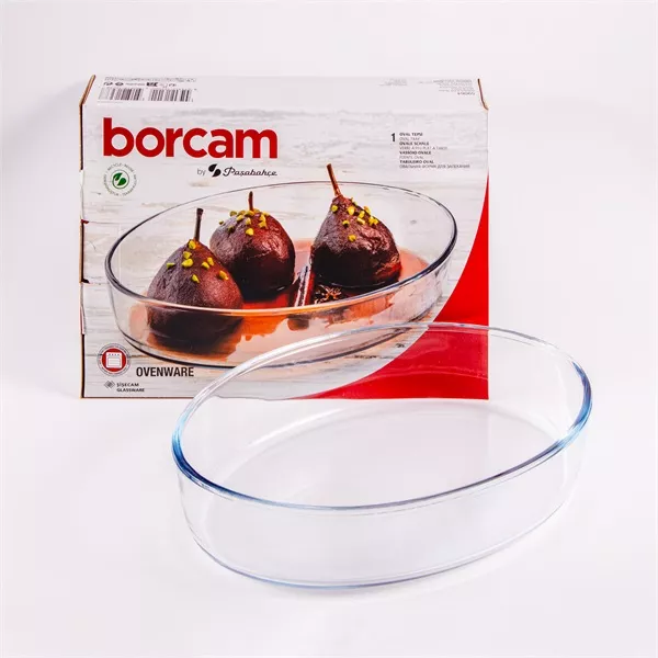 BORCAM ovális hőálló üvegedény 2.360ml, 306*216*60mm 