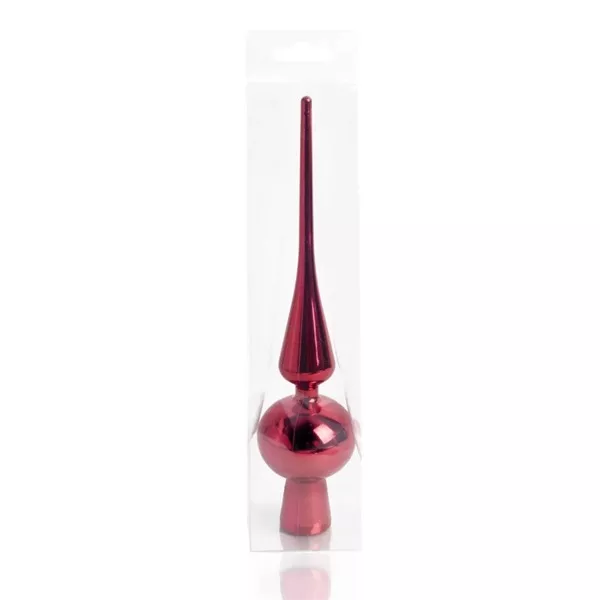 IRIS karácsonyi dísz, csúcsdísz, pvc dobozban,dísz fényes, piros 26cm