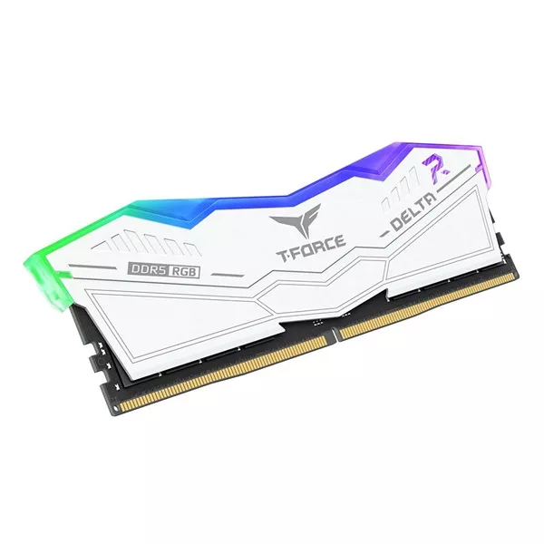 Teamgroup 32GB 6400MHz DDR-5 T-Force Delta (Kit! 2db 16GB) (FF4D532G6400HC40BDC01) fehér memória