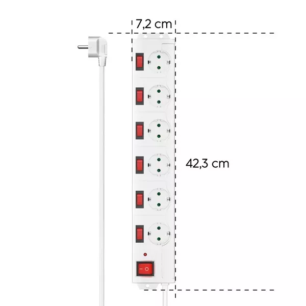 Hama 00223159 6 aljzat 1,4m fehér kapcsolós elosztó