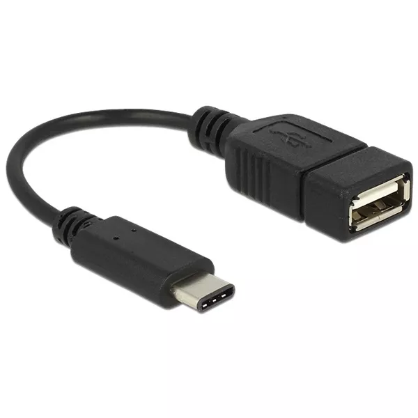 Delock 65579 15cm USB Type-C 2.0 apa - USB 2.0 A típusú anya fekete adatkábel