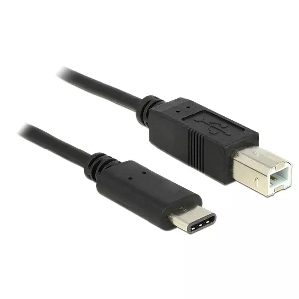 Delock 1m USB Type-C 2.0 apa - USB 2.0 B típusú apa fekete kábel