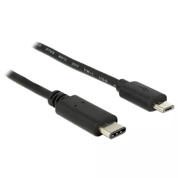 Delock 1m USB Type-C 2.0 apa - USB 2.0 micro-B típusú apa fekete kábel