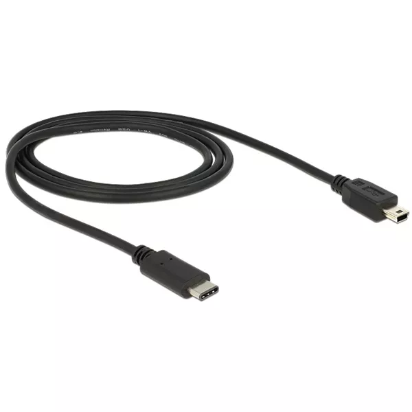 Delock 1m USB Type-C 2.0 apa - USB 2.0 mini-B típusú apa fekete kábel