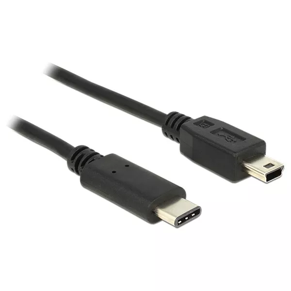 Delock 83603 1m USB Type-C 2.0 apa - USB 2.0 mini-B típusú apa fekete kábel