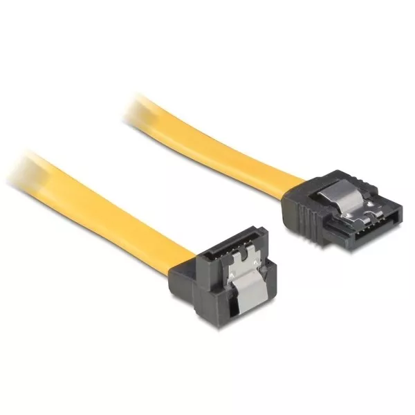 Delock 82479 SATA sárga lefele / egyenes csatl. (fémlappal) 50 cm összekötő kábel