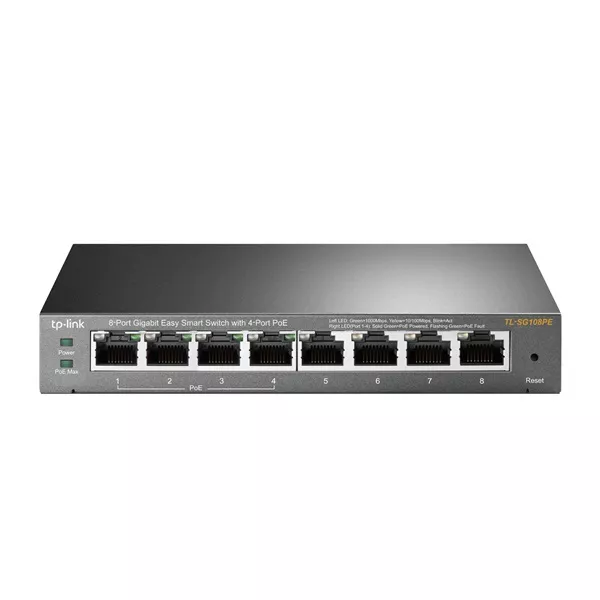 TP-Link TL-SG108PE 8port GbE LAN 4x PoE menedzselhető asztali Switch