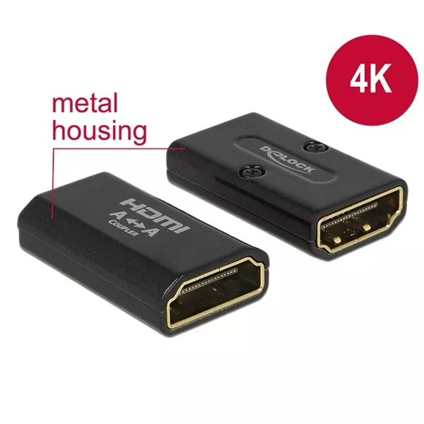DELOCK 65659 High-Speed HDMI adapter Ethernet HDMI-A anya > HDMI-A anya 4K kimenet fordítóval fekete