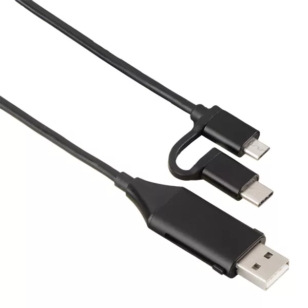 Hama 135745 4 az 1-ben (USB, USB Type-C, micro USB + OTG) 1m fekete adatkábel