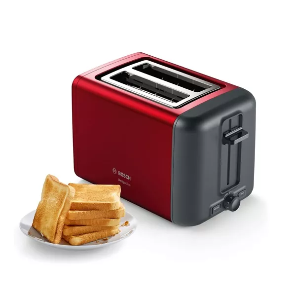 Bosch TAT3P424 DesignLine piros-fekete 2 szeletes kenyérpirító