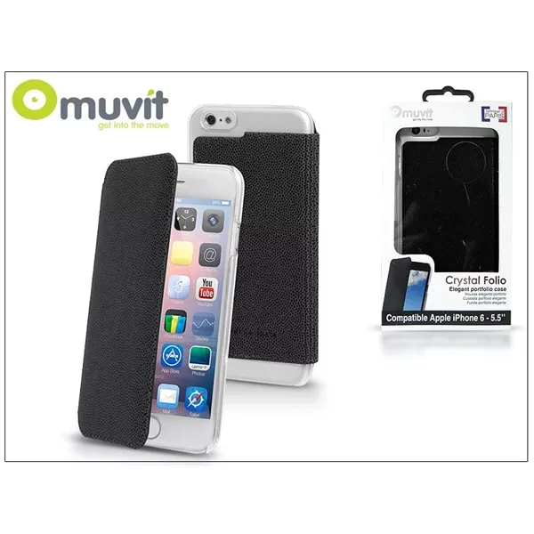 Muvit I-MUCRF0022 Muvit Crystal Folio iPhone 6 Plus/6S Plus fekete hátlap