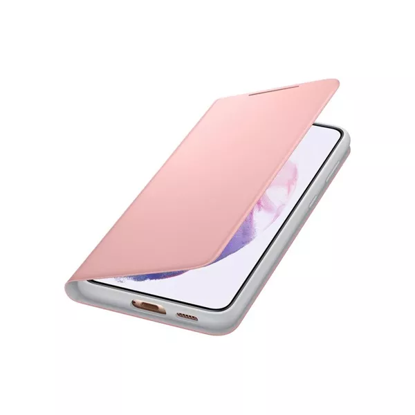 Samsung OSAM-EF-NG996PPEG Galaxy S21 Plus LED view pink oldalra nyíló tok