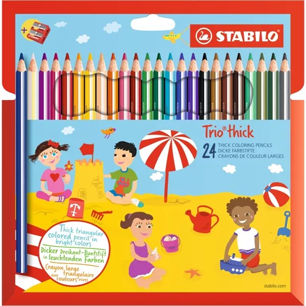 Stabilo Trio 24db-os színes ceruza készlet + hegyező